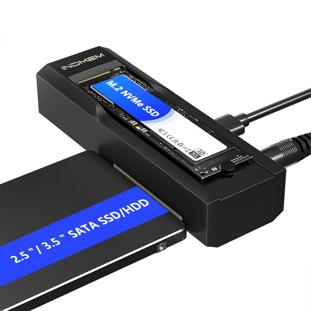 Dual Bay M.2 NVMe & SATA SSD Enclosure Adapter with Offline Clone, USB-C 10Gbps Duplicator for M.2 NVMe, 2.5
